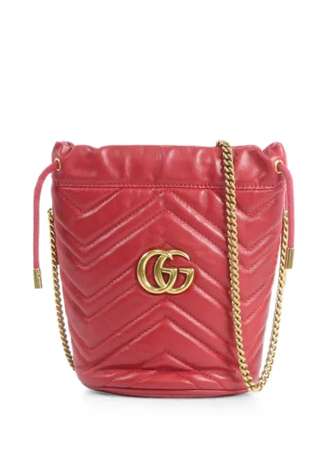 Gucci Pre-Owned mini GG logo-plaque quilted shoulder bag Red 575163