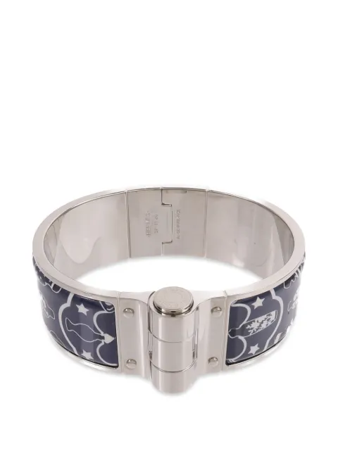 Hermès Pre-Owned Charniere enamel bangle bracelet Silver SP1126