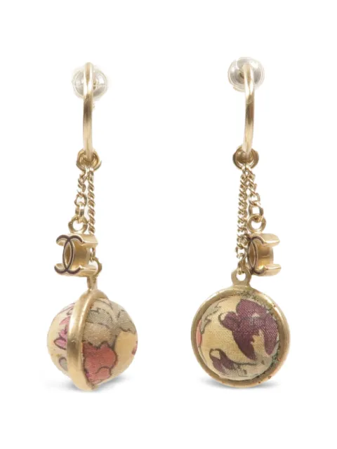 CHANEL Pre-Owned CC floral-print earrings Gold NA