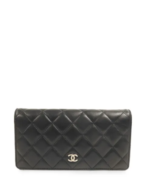 CHANEL Pre-Owned CC quilted long wallet Black A31509