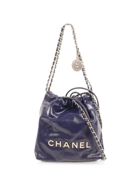 CHANEL Pre-Owned mini 22 CC bucket bag Blue AS3980