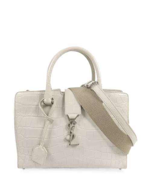 Saint Laurent Pre-Owned croc-effect tote bag White 421871