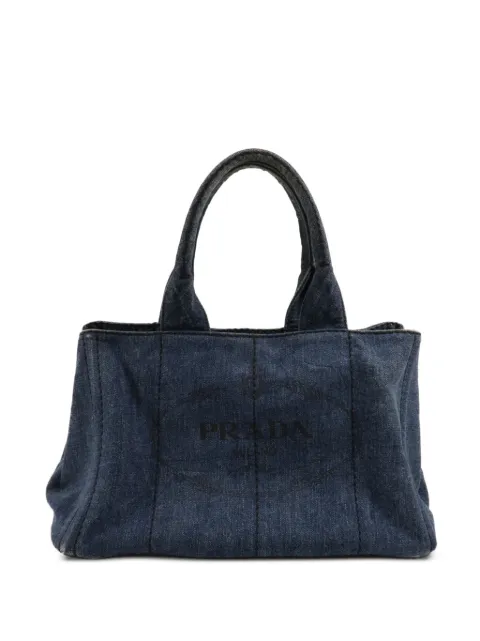 Prada Pre-Owned denim logo-print tote bag Blue 158
