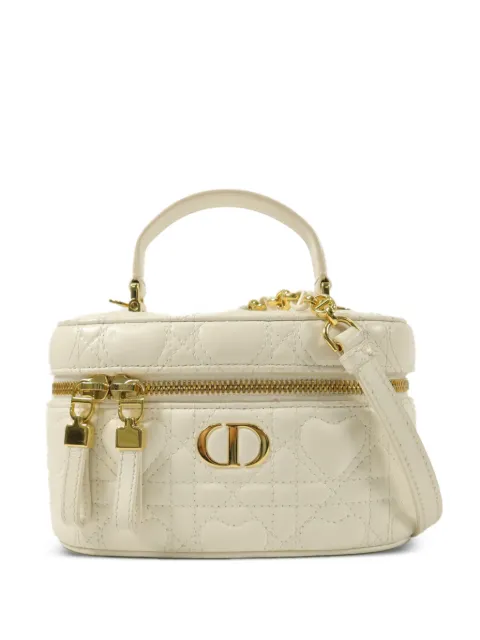 Christian Dior Pre-Owned Caro quilted vanity case mini bag White S5198UDAX