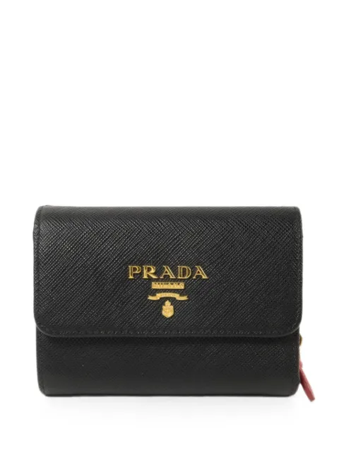 Prada Pre-Owned Saffiano leather fold wallet Black 234