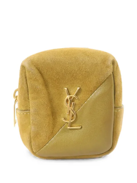 Saint Laurent Pre-Owned logo-plaque suede pouch Green 669964