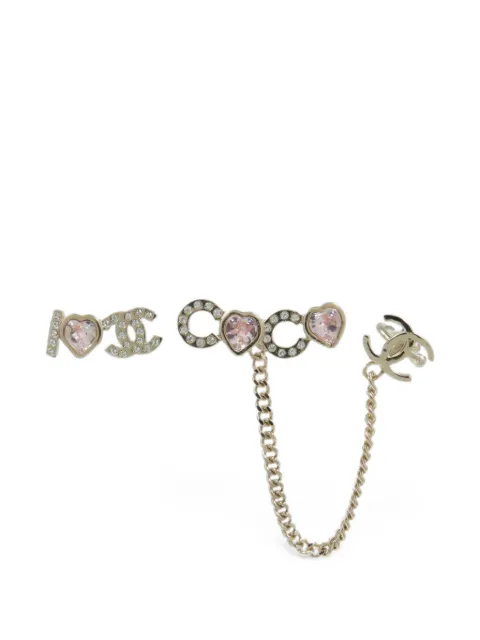 CHANEL Pre-Owned CC heart-detail earrings Gold B22B