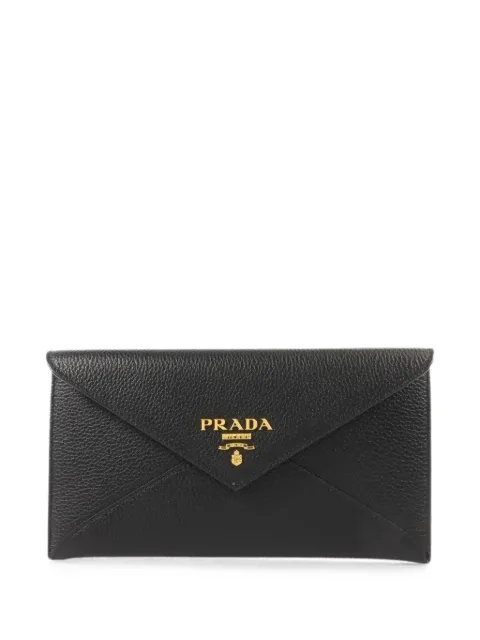 Prada Pre-Owned envelope leather clutch bag Black 1MF175