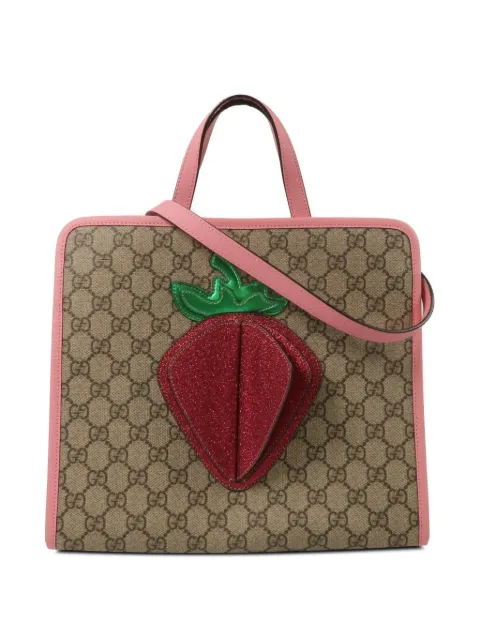 Gucci Pre-Owned strawberry-motif GG canvas tote bag Neutrals 630585
