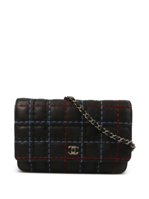 CHANEL Pre-Owned CC stitched check chain shoulder bag Black 26473158