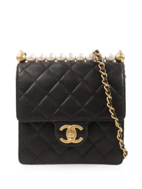 CHANEL Pre-Owned Pearl Chain shoulder bag Black AS0584