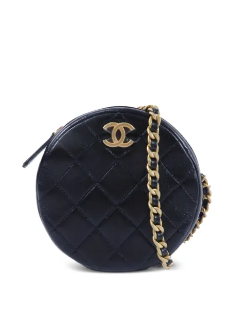 CHANEL Pre-Owned CC quilted round chain cross body bag Black AS1898