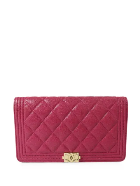 CHANEL Pre-Owned Boy Chanel quilted wallet Pink A80285