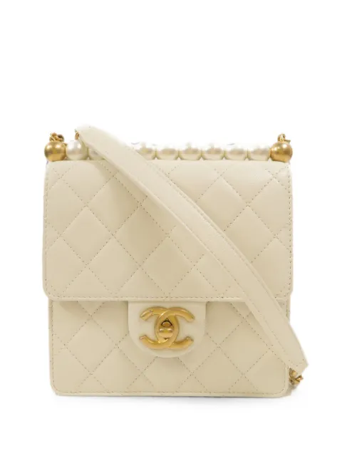 CHANEL Pre-Owned small quilted pearl shoulder bag Neutrals AS0584