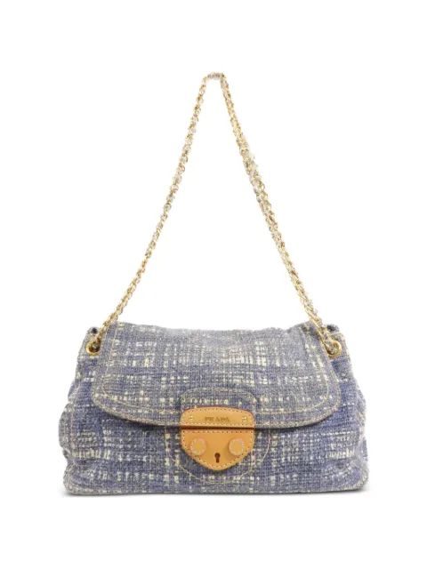 Prada Pre-Owned tweed chain-link shoulder bag Blue NA