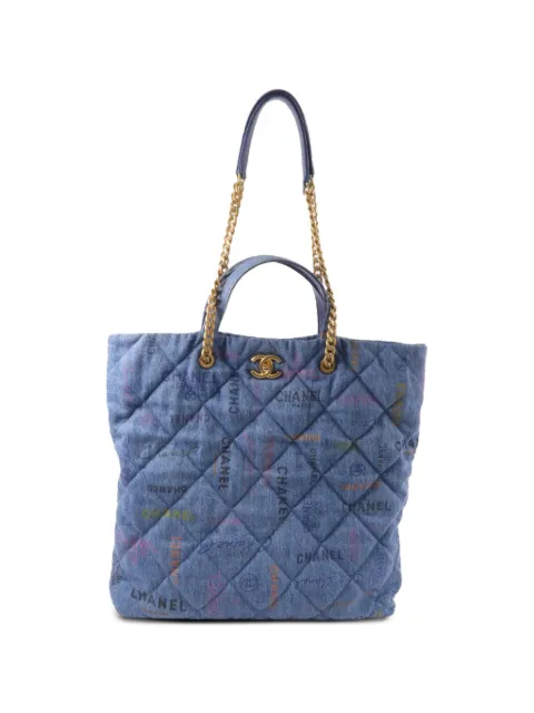 CHANEL Pre-Owned Mood quilted CC turn-lock tote bag Blue AS3128