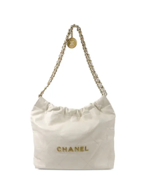 CHANEL Pre-Owned small Chanel 22 diamond-quilted shoulder bag White AS3260