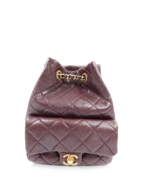 CHANEL Pre-Owned CC quilted leather backpack Red AS5100