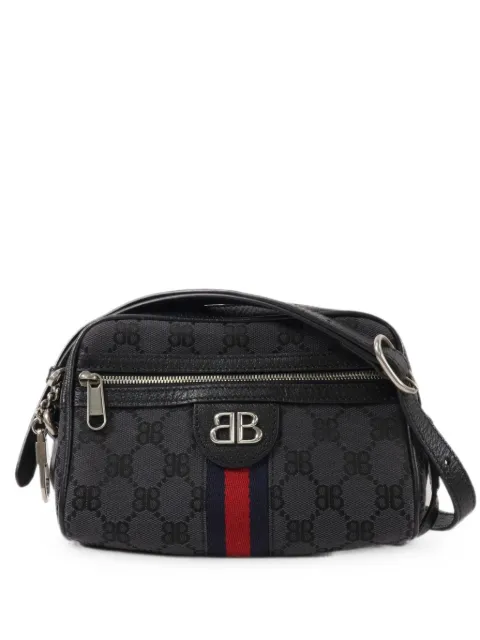 Balenciaga Pre-Owned x Gucci BB Monogram shoulder bag Black 680128