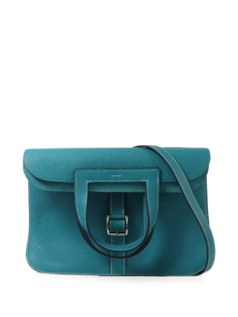 Hermès Pre-Owned 2017 31 Halzan leather tote bag Blue AU1PHW