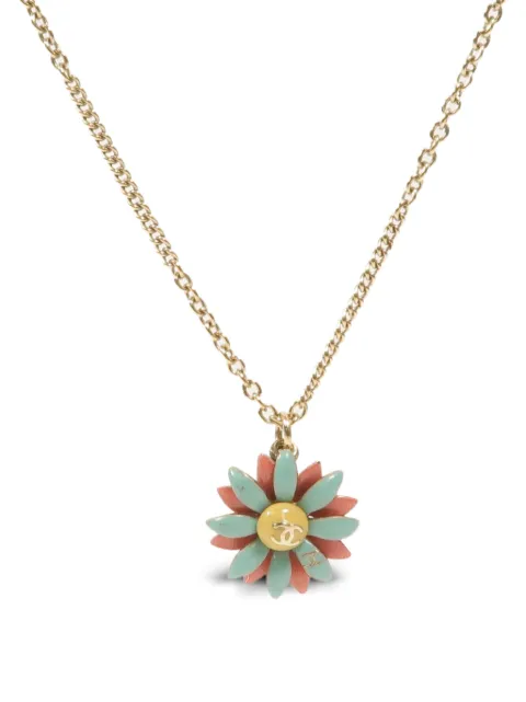 CHANEL Pre-Owned CC flower-pendant necklace Gold 17C