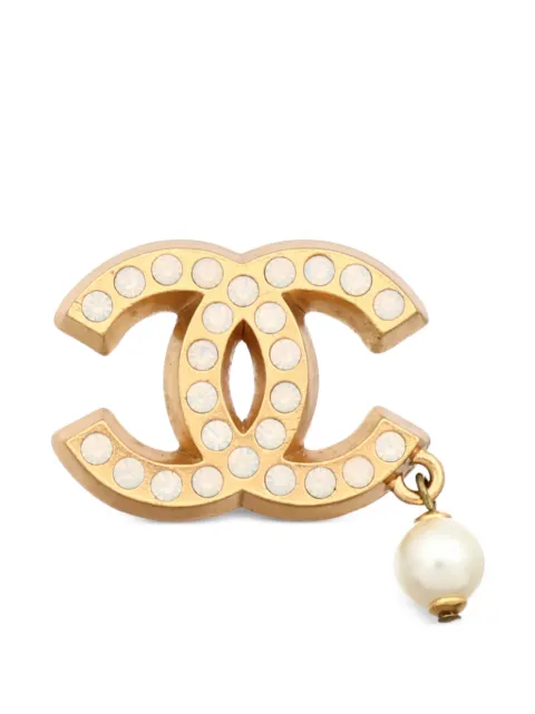 CHANEL Pre-Owned logo-shaped brooch Gold 02P