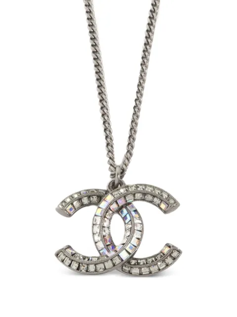 CHANEL Pre-Owned CC crystal necklace Silver A15P