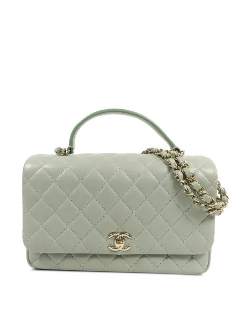 CHANEL Pre-Owned quilted CC turn-lock tote bag Green 25619063