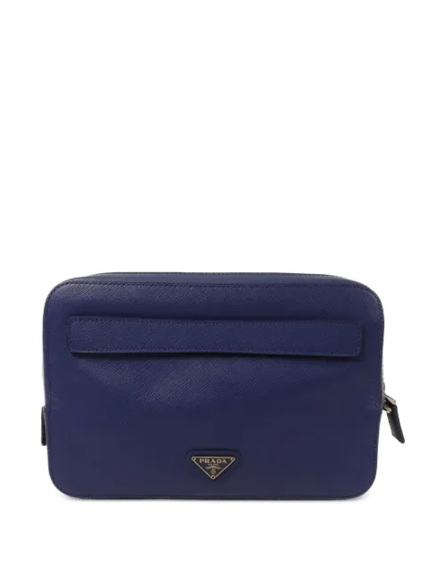 Prada Pre-Owned Saffiano leather clutch bag Blue VR0052