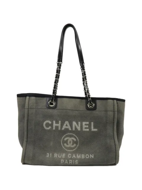 CHANEL Pre-Owned Deauville CC tote bag Grey 16693792