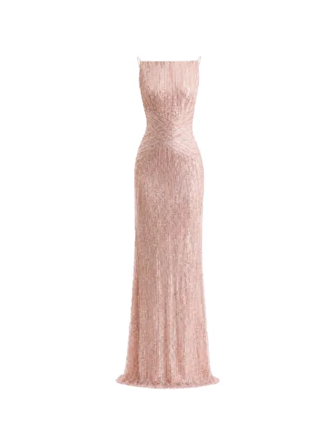 Gemy Maalouf criss-cross beaded gown Pink EDPF262172LD