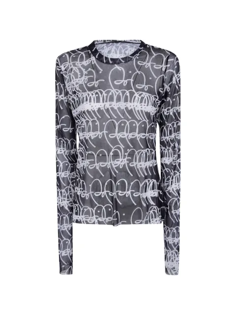 Maria Calderara graphic-print mesh T-shirt Black W202B91