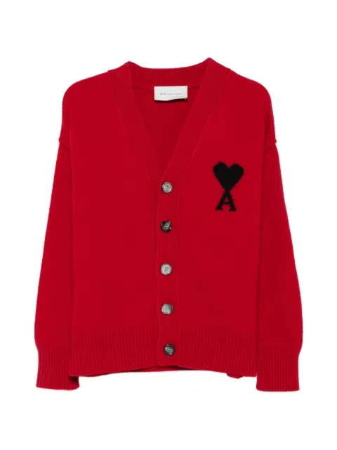 AMI Paris Ami de Coeur wool cardigan Red UKC367018