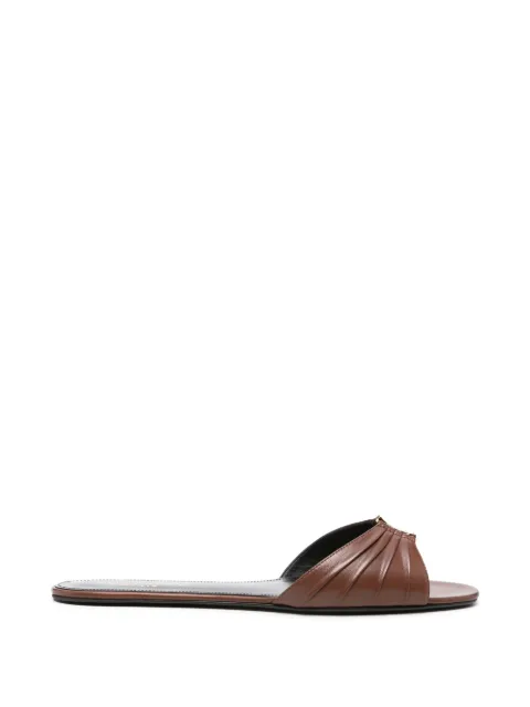 Saint Laurent Cassandra ruched leather sandals Brown 869658AADF0