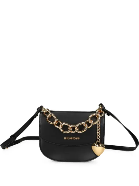 Love Moschino chain-link heart-charm cross body bag Black JC4160PP1P