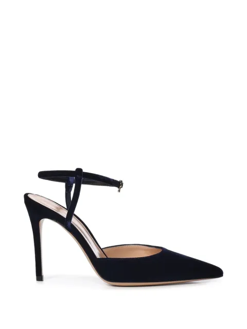Gianvito Rossi pointed-toe ankle-strap pumps Blue G9561195RICDENI