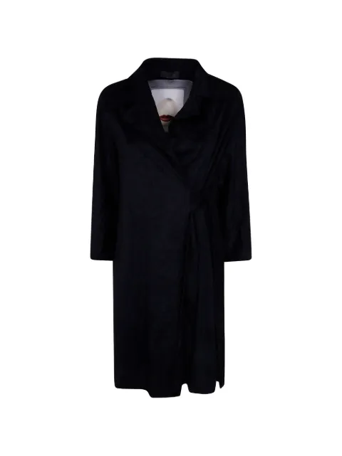 Maria Calderara crinkled-finish graphic-print coat Black W902DK