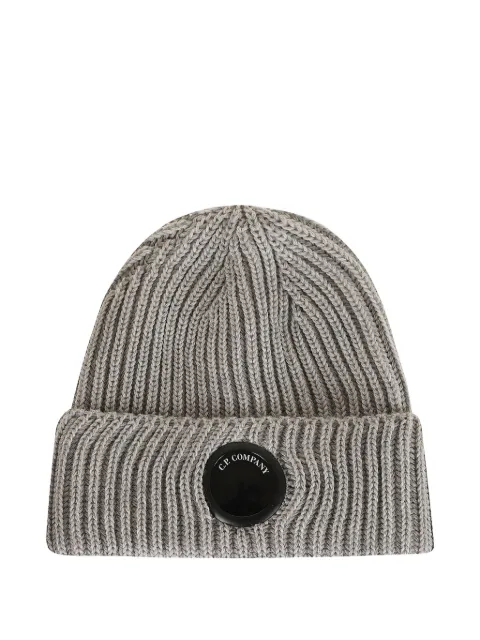 C.P. Company Lens-detail ribbed-knit beanie hat Grey RFCMAC739A005509A