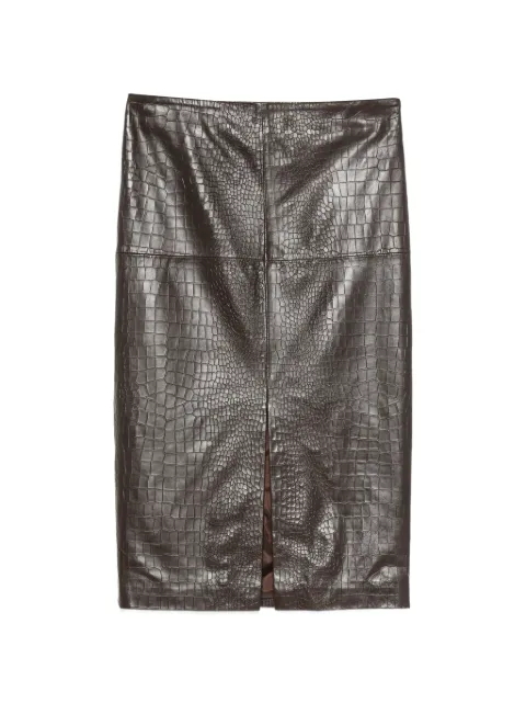 Federica Tosi crocodile-effect leather midi skirt Brown 30704301