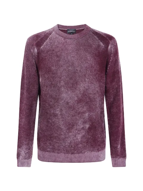 Emporio Armani ribbed virgin wool sweater with mélange print Red EM006301AF29798