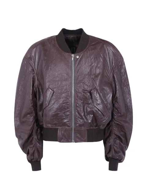 Rick Owens crinkled leather bomber jacket Brown RU02F4792LBE