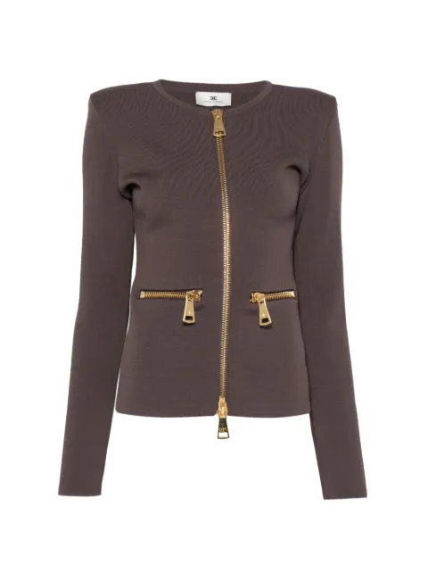 Elisabetta Franchi cardigan in knit fabric with zip Brown MK68B66E2