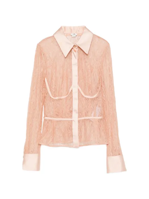 Elisabetta Franchi lace-panelled satin-trim shirt Pink CA17966E2