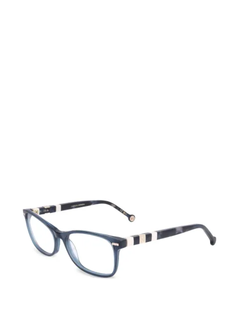 Carolina Herrera stripe-detail rectangle-frame glasses Blue HER0110