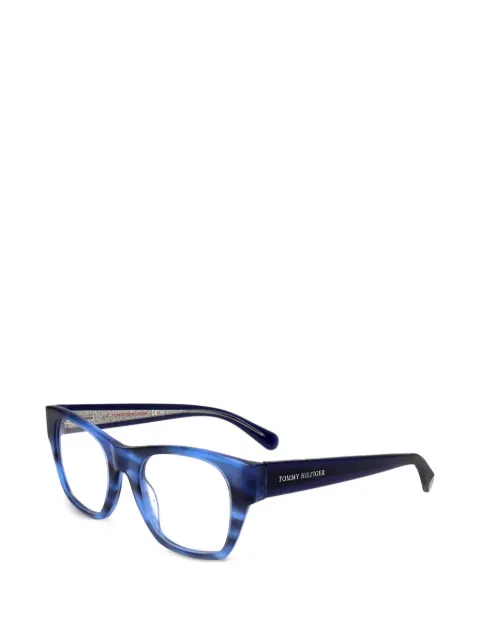Tommy Hilfiger horn-effect square-frame glasses Blue TH186538I49