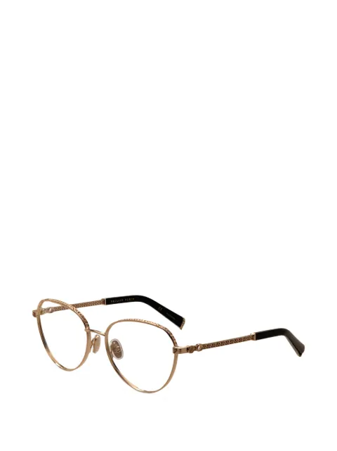 Philipp Plein Eyewear crystal-embellished geometric-frame glasses Gold VPP035S570300