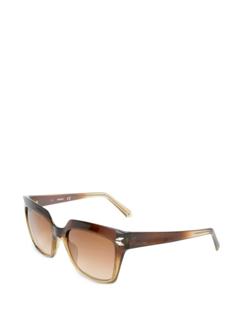 Swarovski Eyewear crystal-embellished geometric-frame sunglasses Brown SK017047F