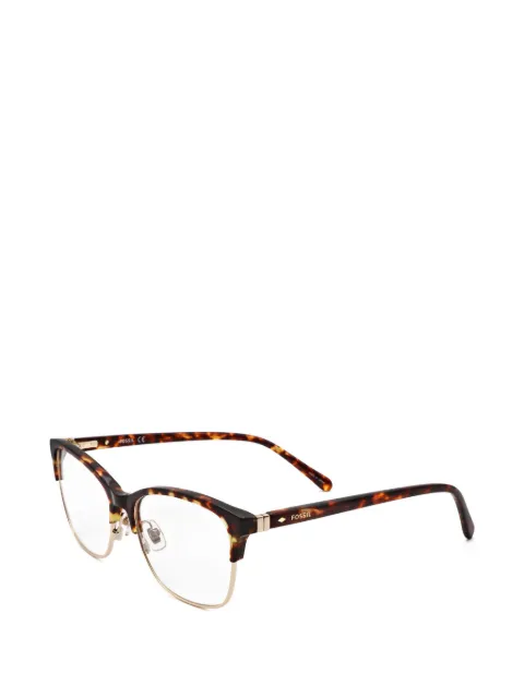 FOSSIL tortoiseshell browline-frame glasses Brown FOS7107