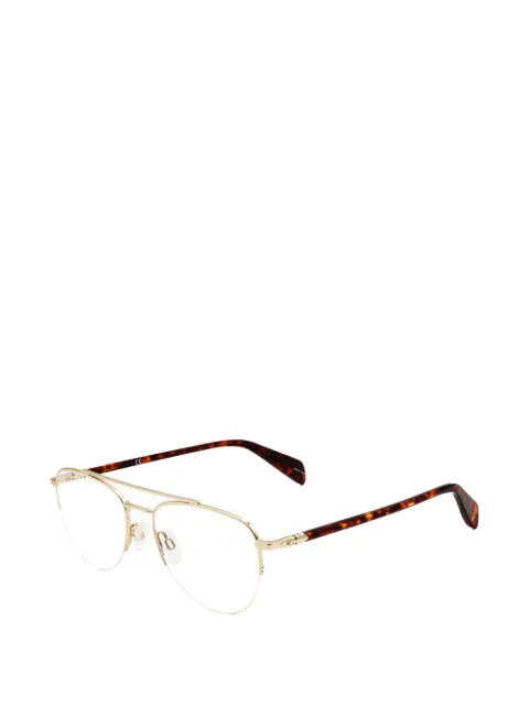 RAG & BONE EYEWEAR double-bridge pilot-frame glasses Gold RNB7054G