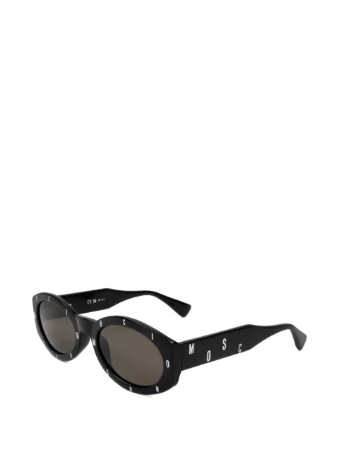 Moschino Eyewear logo-print oval-frame sunglasses Black MOS141S80